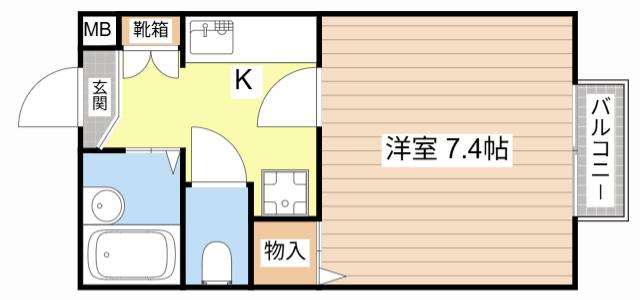 カーサソネスタ(1K/1階)の間取り写真