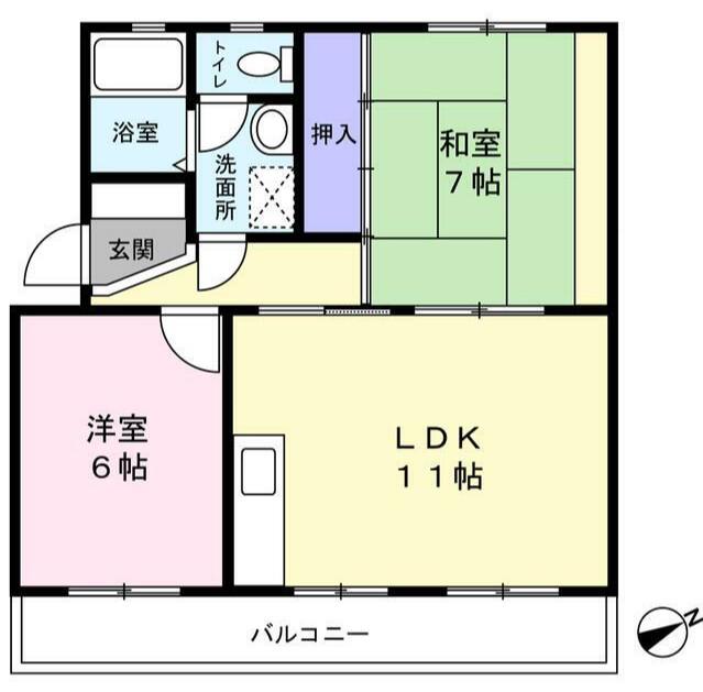 富士クレール(2LDK/3階)の間取り写真