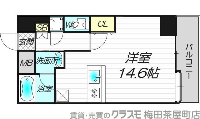 セレニテ梅田北プレミアム(ワンルーム/8階)の間取り写真