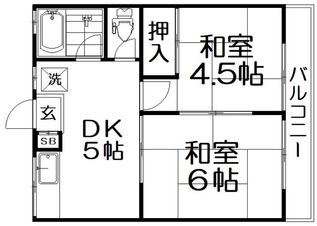 船橋良野マンション(2DK/2階)の間取り写真