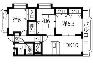グリーンヒルズ(3LDK/2階)の間取り写真