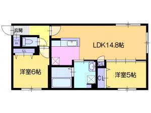 アティーナ平岸II(2LDK/5階)の間取り写真