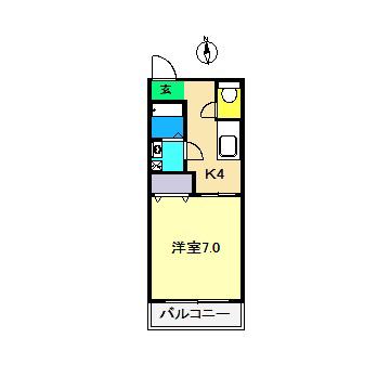 JR土讃線 小村神社前駅 徒歩118分 2階建 築25年(1K/1階)の間取り写真