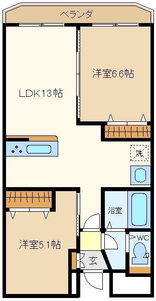 スカイフラワーマンション(2LDK/3階)の間取り写真
