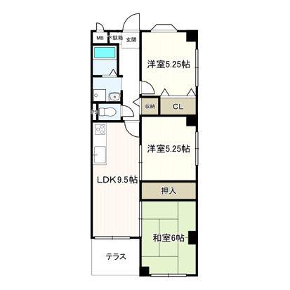 ファミールS(3LDK/1階)の間取り写真