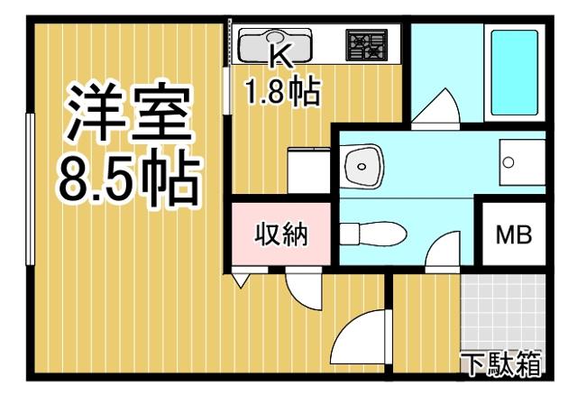 エルスタンザ伊丹(1K/1階)の間取り写真