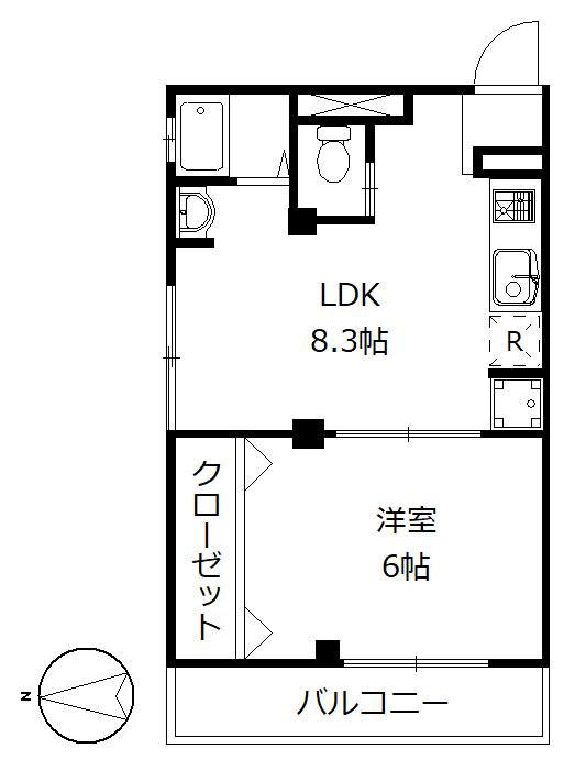 ワダコーポラス(1LDK/2階)の間取り写真