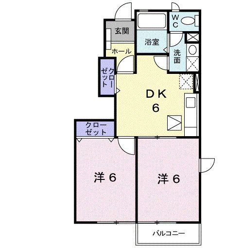 エトワールA(2DK/1階)の間取り写真