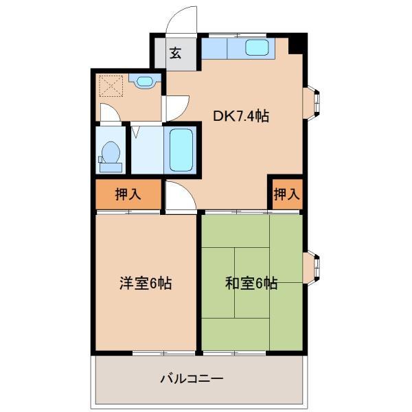 大嶋ビル(2DK/2階)の間取り写真
