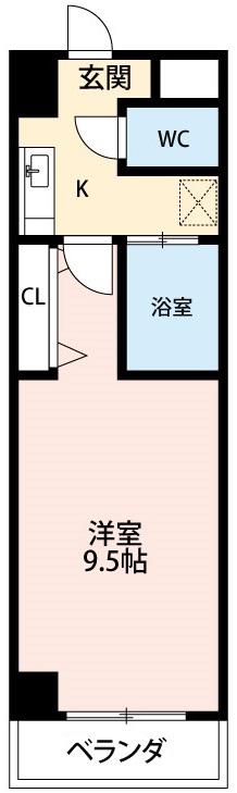 PROUDIA岡崎(1K/8階)の間取り写真