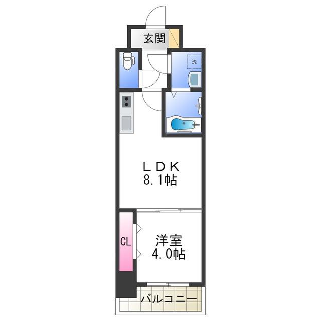 グランパシフィック今里INNOVATION(1LDK/4階)の間取り写真
