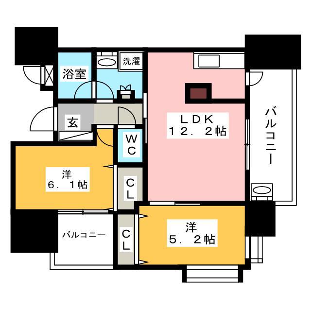 エンクレスト南福岡 奏の杜(2LDK/3階)の間取り写真