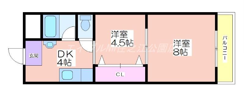トーカイプラザ1号館(2DK/2階)の間取り写真