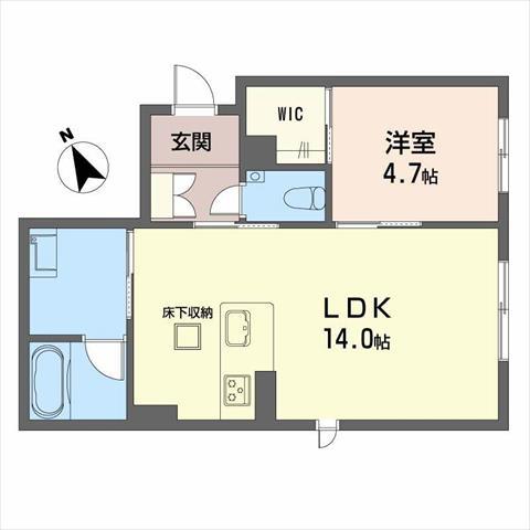 エリーズコート 宇宿(1LDK/1階)の間取り写真