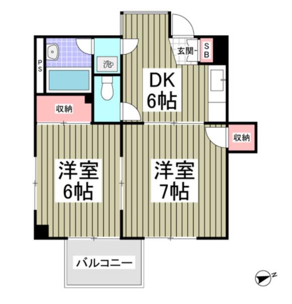 ニューパレス馬橋(2DK/4階)の間取り写真