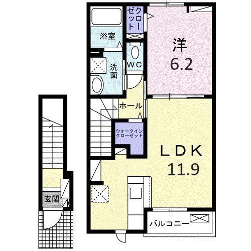 プルミエール 春 I(1LDK/2階)の間取り写真