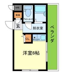 サンコスモ塚口(ワンルーム/2階)の間取り写真