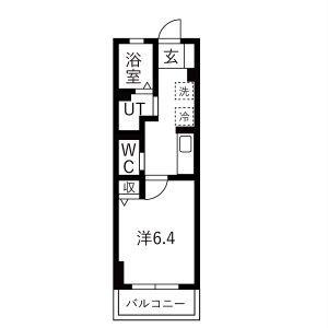 ルミエール県立女子大前B(1K/2階)の間取り写真