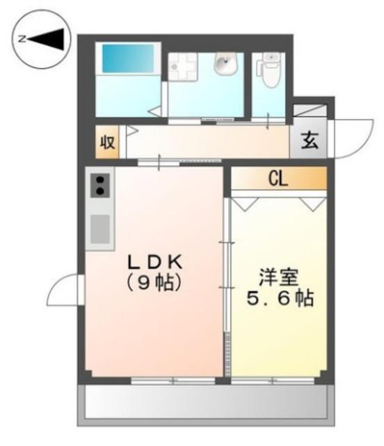 ユニヴァリィ オリゼ-(1LDK/3階)の間取り写真