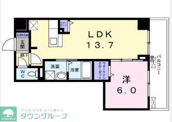 菊水レジデンス綱島I(1LDK/5階)の間取り写真
