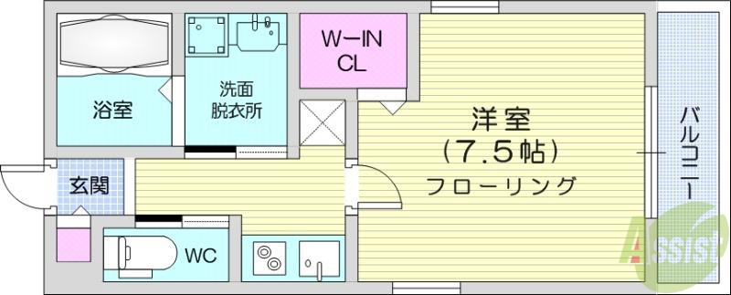 SAKURA HILLS Ⅰ(1K/1階)の間取り写真
