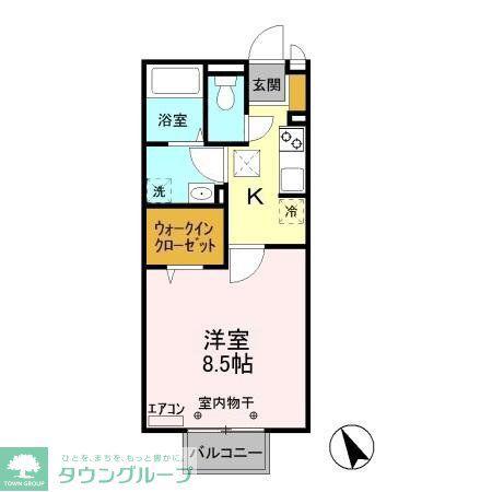 ボンヌールⅢ(1K/1階)の間取り写真