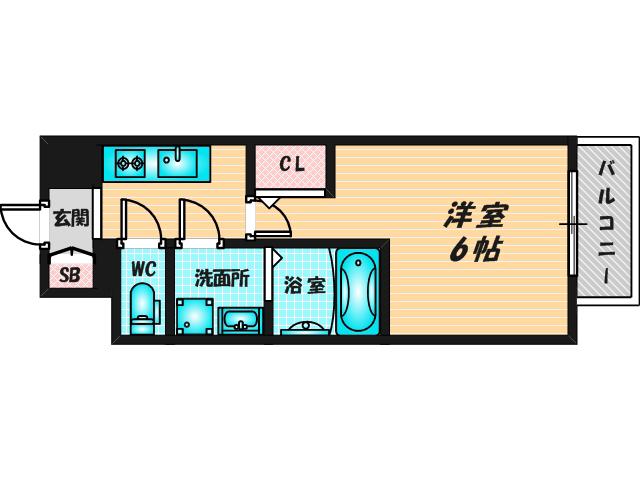 インザライフ大阪イースト RESIDENCE(1K/12階)の間取り写真
