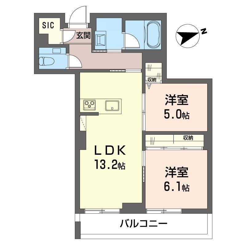ベルシエル(2LDK/3階)の間取り写真