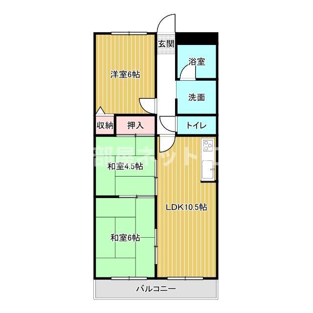 ベルマローネ千竹壱番館(3LDK/2階)の間取り写真