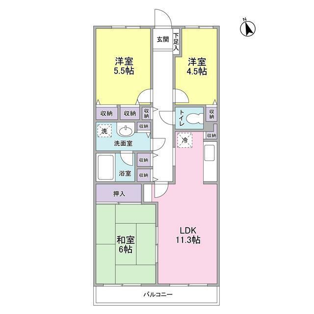 エスポワール松風台III番館(3LDK/2階)の間取り写真