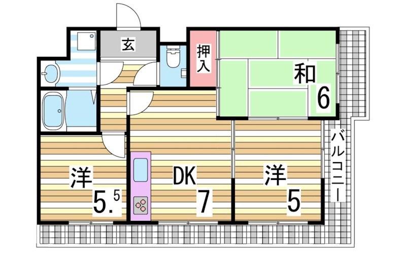 ヒルサイドテラス垂水(3DK/3階)の間取り写真