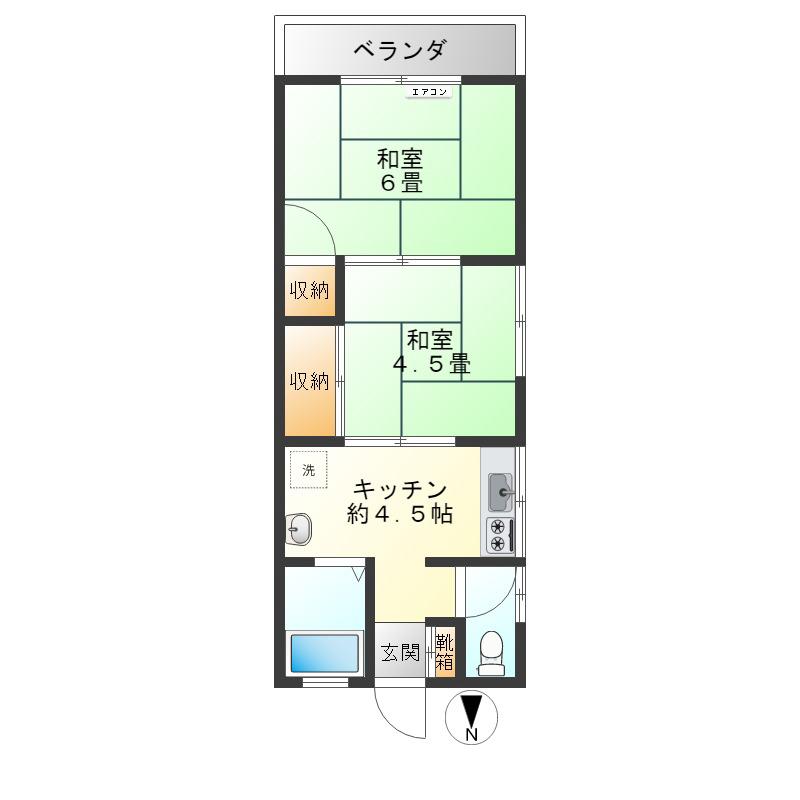 高木荘(2K/2階)の間取り写真