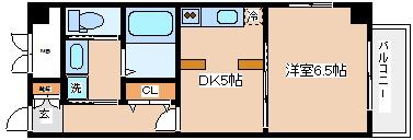 マリス神戸WING(1DK/2階)の間取り写真