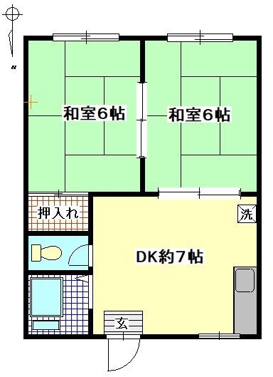春陽ハイツ(2DK/1階)の間取り写真