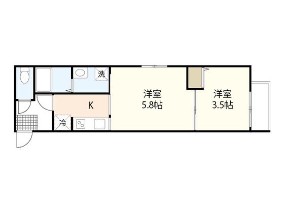 月光古江西町(1LDK/1階)の間取り写真