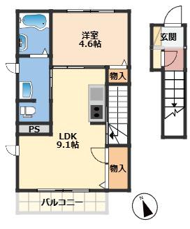 シャーメゾン未翔上中島(1LDK/2階)の間取り写真