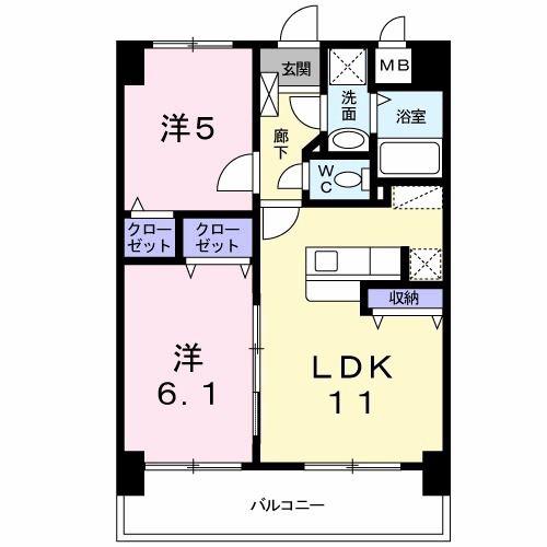 スカイシャトレ空港南(2LDK/9階)の間取り写真