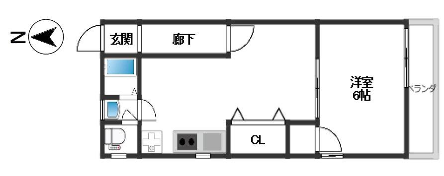 ビーコート熊内(1LDK/2階)の間取り写真
