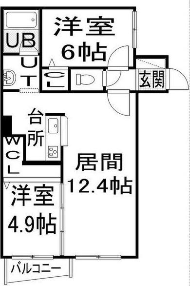 ロサグラウクス(2LDK/1階)の間取り写真