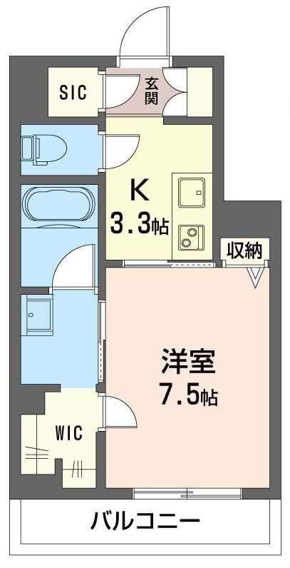 アルモニ北浦和(1K/3階)の間取り写真