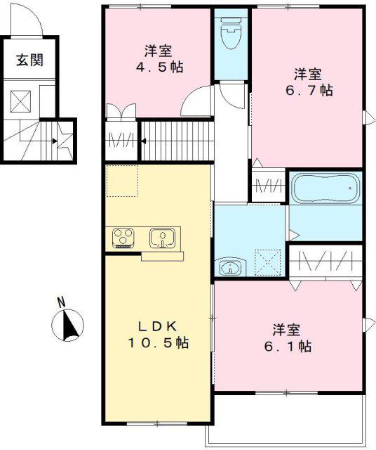 ユアメゾン益野(3LDK/2階)の間取り写真