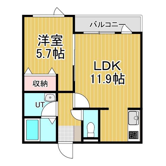 BLUE DOT(1LDK/3階)の間取り写真