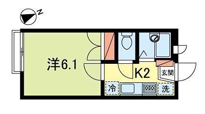 サットンプレイス杉崎(1K/1階)の間取り写真