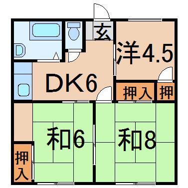 ローズマンション(3DK/2階)の間取り写真