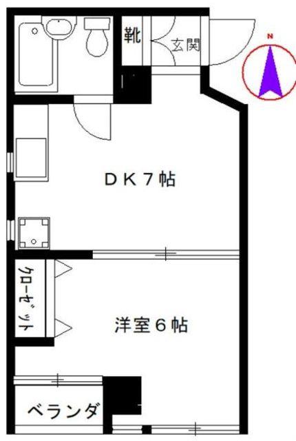 根岸ビル(1DK/2階)の間取り写真