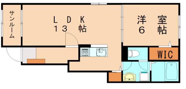 プロスペリティ岡垣I(1LDK/1階)の間取り写真