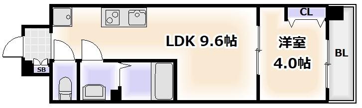 AND TERRACE 文の里(1LDK/4階)の間取り写真