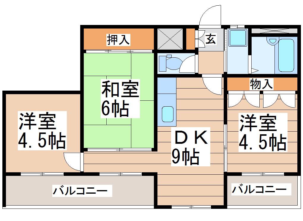 40PAL(3DK/3階)の間取り写真