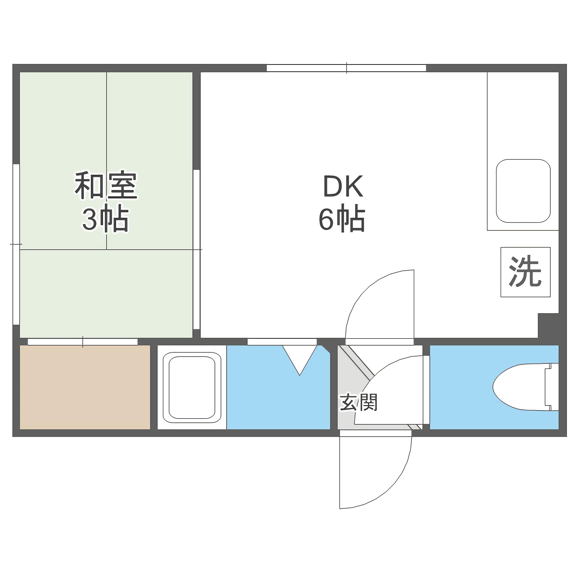 レインボーハイツ(1DK/1階)の間取り写真