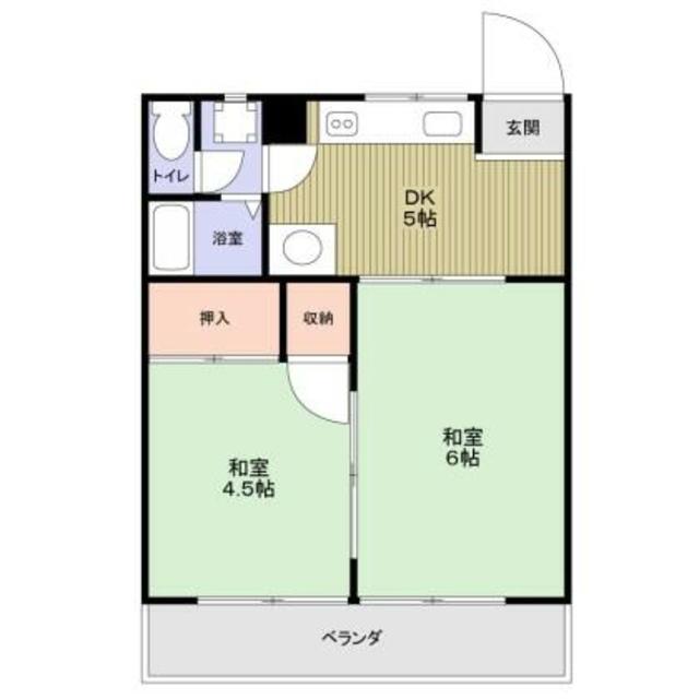 山田カンプレックス(2DK/2階)の間取り写真